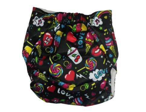 Cloth Diaper -Black - Candy Print