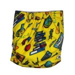 Cloth Diaper - Yellow - School Bag Items Print Front