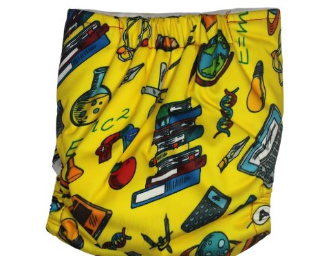 Cloth Diaper - Yellow - School Bag Items Print Front