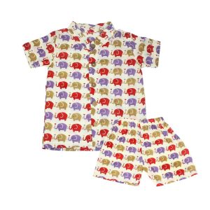 Co-ord Set Red Violet Brown Elephant