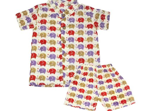 Co-ord Set Red Violet Brown Elephant