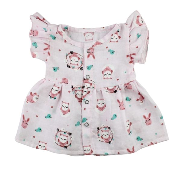 Colour Muslin Frocks Pink Owl