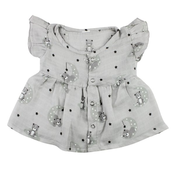 Colour Muslin Frill Frocks Grey Bear