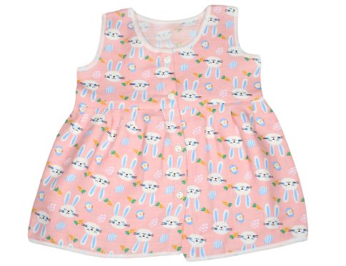 Muslin Colour Frocks - Light Pink - Rabbit Print