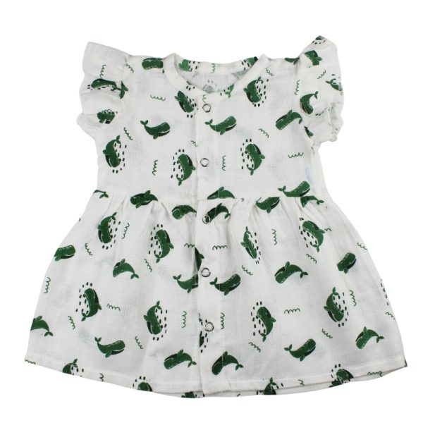 Muslin Frill Frocks Green Whale