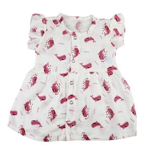 Muslin Frill Frocks Pink Whale