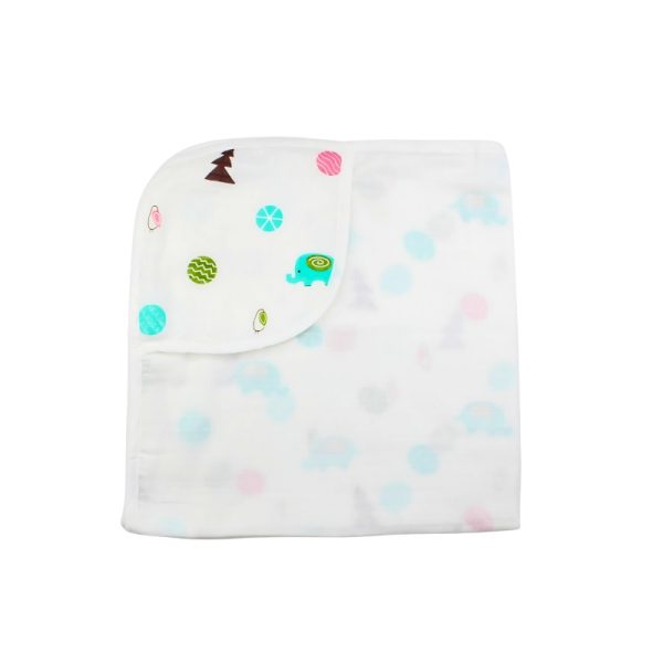 Muslin Hooded Towel 2-Layer Blue Elephant Hood