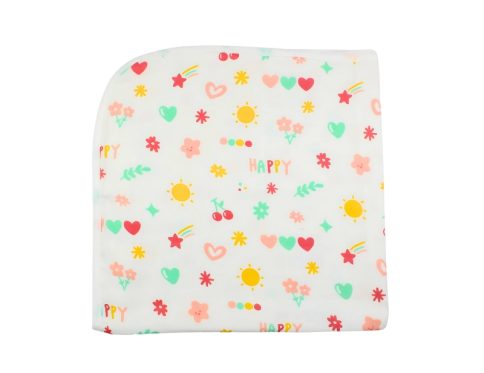 Muslin Hooded Towel 2-Layer Happy