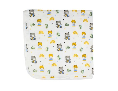 Muslin Hooded Towel 2-Layer Cat and RainBow