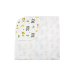 Muslin Hooded Towel 2-Layer Rainbow Hippo Hood