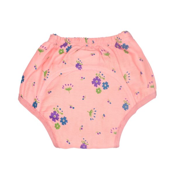 Muslin Padded Underwear - Light Pink with Purple - Flowers Print