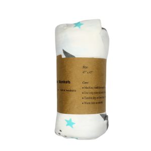 Muslin Swaddle 120x120 - Blue Star Print