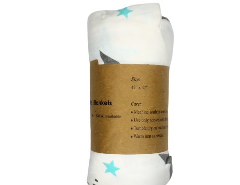 Muslin Swaddle 120x120 - Blue Star Print