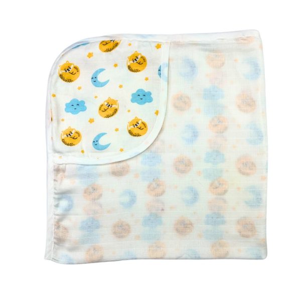 Muslin Hooded Towel 2 Layer Cute Moon Fox Backside