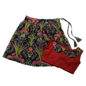 Green Red Mini Cotton Top and Skirt