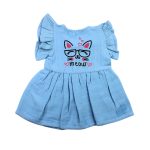 Colour Muslin Frill Frocks Blue Meow