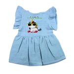 Colour Muslin Frill Frocks Blue Unicorn