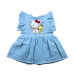 Colour Muslin Frill Frocks Blue Cat and Tedy