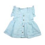 Colour Muslin Frock Light Blue Unicorn