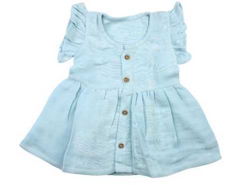 Colour Muslin Frock Light Blue Unicorn