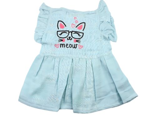 Colour Muslin Frill Frocks Light Blue Meow