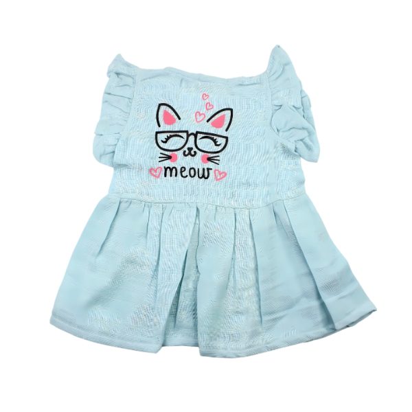 Colour Muslin Frill Frocks Light Blue Meow