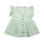 Colour Muslin Frock Light Green Unicorn