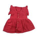 Colour Muslin Frill Frocks Red