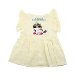 Colour Muslin Frill Frocks Yellow Unicorn