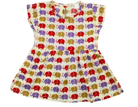 Cotton Frock Red Violet Brown Elephant