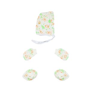 Muslin Cap Mitten Booties Green Orange House