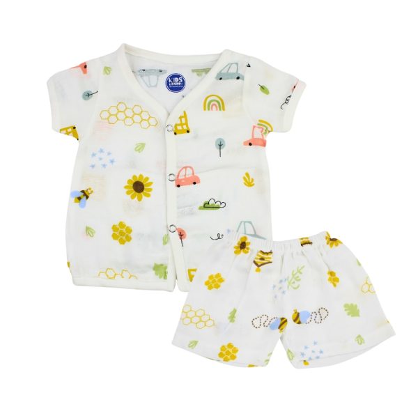 Muslin Co-ord Set Honeybee and Brown Car with Honeybee Shorts