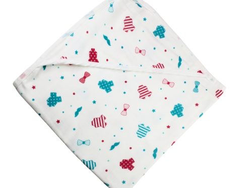 Muslin Hooded Receiving 8-Layer Blanket Pink and Blue Baby DressMuslin Hooded Receiving 8-Layer Blanket Pink and Blue Baby Dress