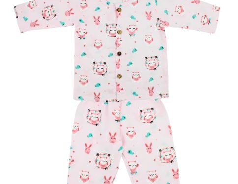 Muslin Night Suits Pink Owl