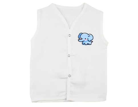 Muslin White Jabla with Blue Elephant