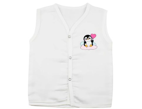 Muslin White Jabla with Penguin Love