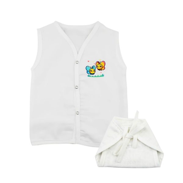 Muslin White Jabla Nappy Set with Honeybee