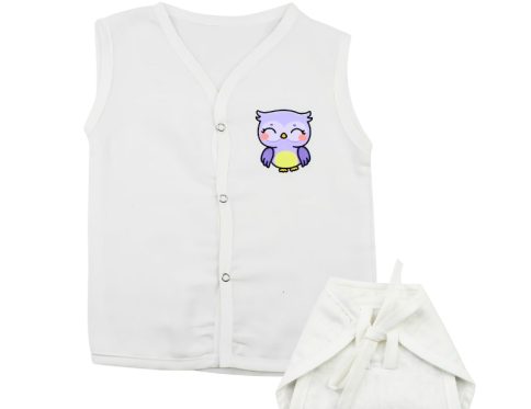 Muslin White Jabla Nappy Set with Owl