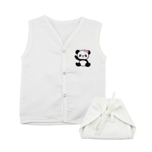 Muslin White Jabla Nappy Set with Panda