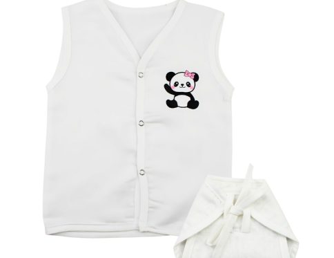 Muslin White Jabla Nappy Set with Panda