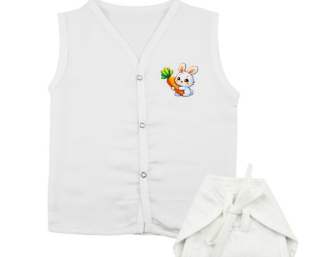 Muslin White Jabla Nappy Set with Rabbit